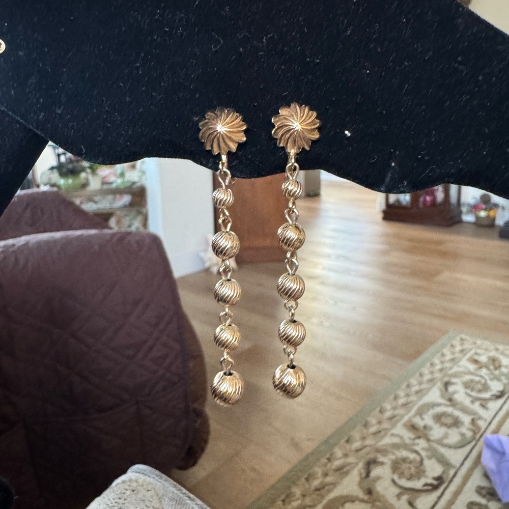 Trifari Gold Vintage-Inspired Drop Earrings
